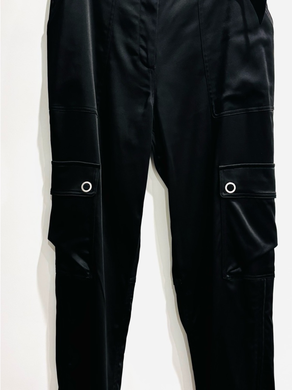 Jonathan Simkhai Black Cargo Track Pants with Grommet Detail